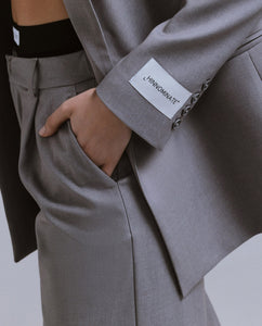 FW 24/25 - Pantalone Over Con Pences Grigio Melange HINNOMINATE