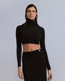 FW 24/25 - Crop Top Dolcevita In Viscosa Con Etichetta Nero HINNOMINATE