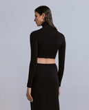 FW 24/25 - Crop Top Dolcevita In Viscosa Con Etichetta Nero HINNOMINATE