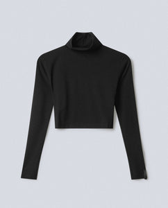 FW 24/25 - Crop Top Dolcevita In Viscosa Con Etichetta Nero HINNOMINATE