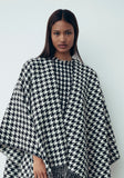 FW 23/24 - Poncho In Acrilico Nero Pied De Poule Gaëlle Paris - Outlet