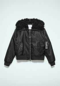 FW 23/24 - Bomber Con Cappuccio In Nylon Nero GAËLLE PARIS - Outlet