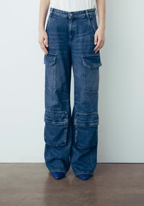 FW 23/24 - Jeans Cargo In Denim Blu GAËLLE PARIS