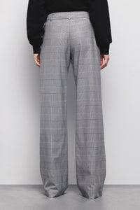 FW 24/25 - Pantalone Dritto Con Pinces In Principe Di Galles Grigio GAËLLE PARIS