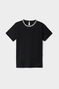 FW 24/25 - T-Shirt Paricollo Mezza Manica Nera GAËLLE PARIS