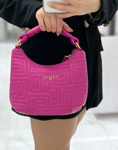 SS/24 - Regular Hobo Bag Ecopelle Matelasse' Monogram Galvanica Oro Fucsia GAËLLE PARIS - Outlet