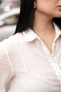 SS/24 - Camicia in Chiffon con Dettagli Bianco GAËLLE PARIS - Outlet