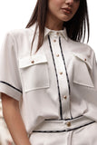 SS/24 - Camicia in Raso Mezza Manica Bianco GAËLLE PARIS - Outlet