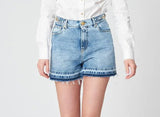 SS/24-SHORT IN DENIM CON MORSETTI LATERALI LOGATI GAELKE PARIS - Outlet