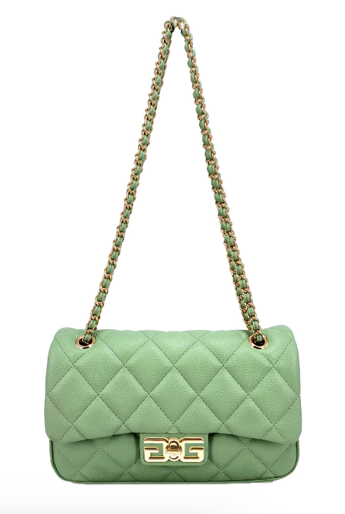 SS/24 - Regular Shoulder Strap In Ecopelle Matelasse' A Rombi Verde GAËLLE PARIS - Outlet